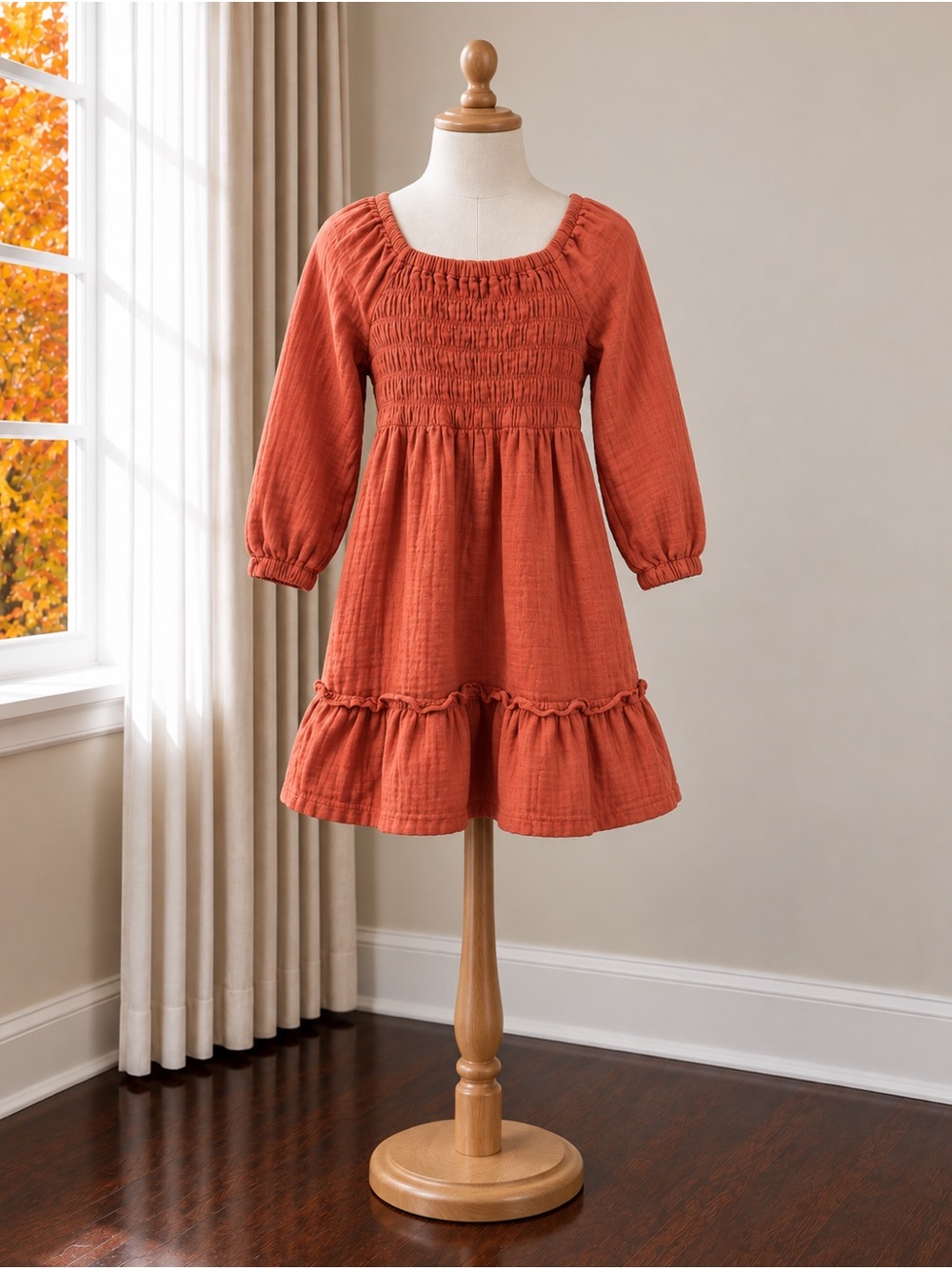 Old Navy Girls' Rust Smocked Midi Dress